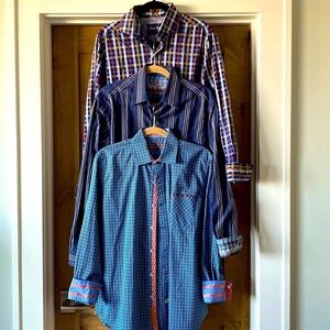 EUC Robert Graham bundle button down shirts Men’s M contrast cuffs Cotton Party